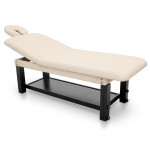 Επαγγελματικό Κρεβάτι Beige Luxury Spa Μασάζ Αισθητικής Φυσικοθεραπείας με Ανύψωση Πλάτης Σταθερό Ξύλινο 